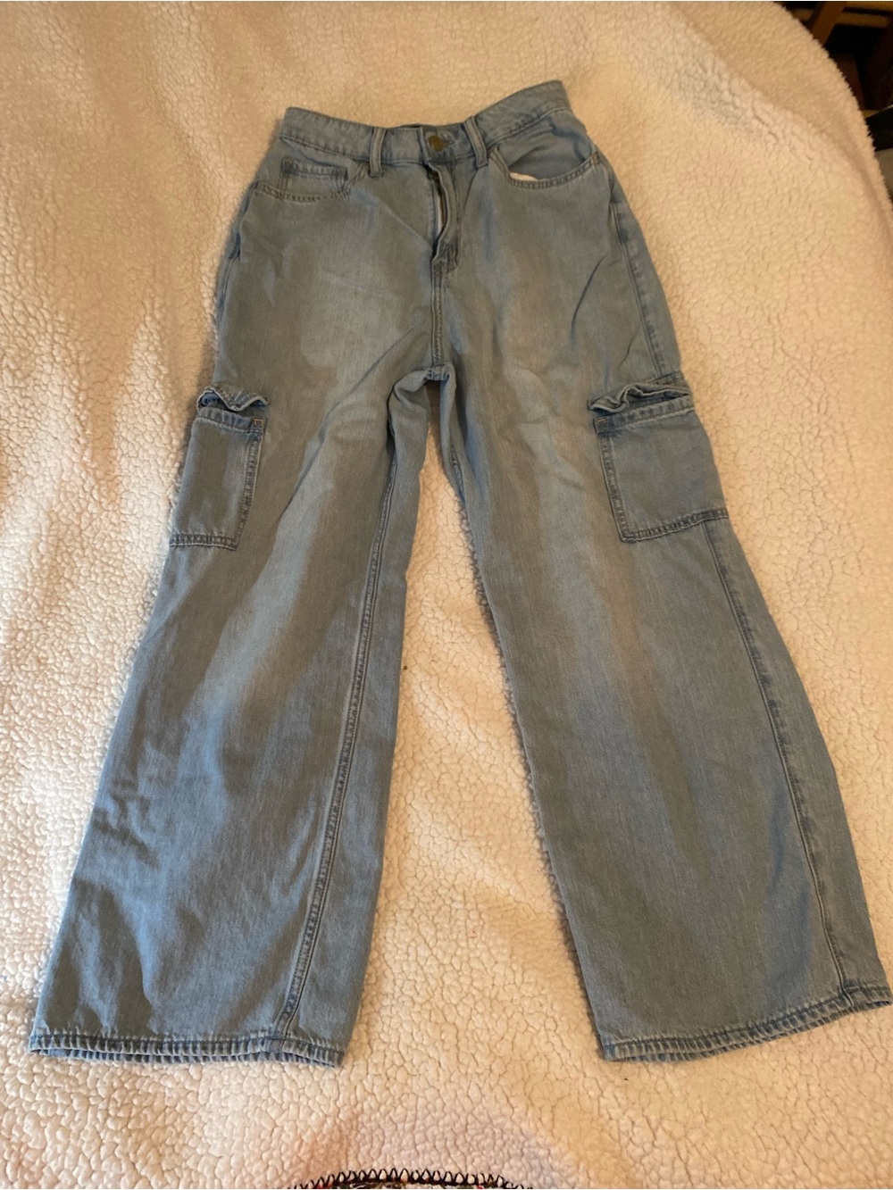 Hollister Light Blue Denim Bootcut Cargo Jeans